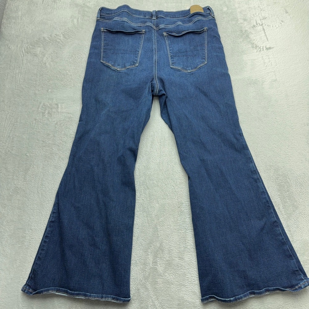 American Eagle Jeans Womens 18 Short Blue Super High-Rise Flare Stretch Denim - Picture 2 of 8